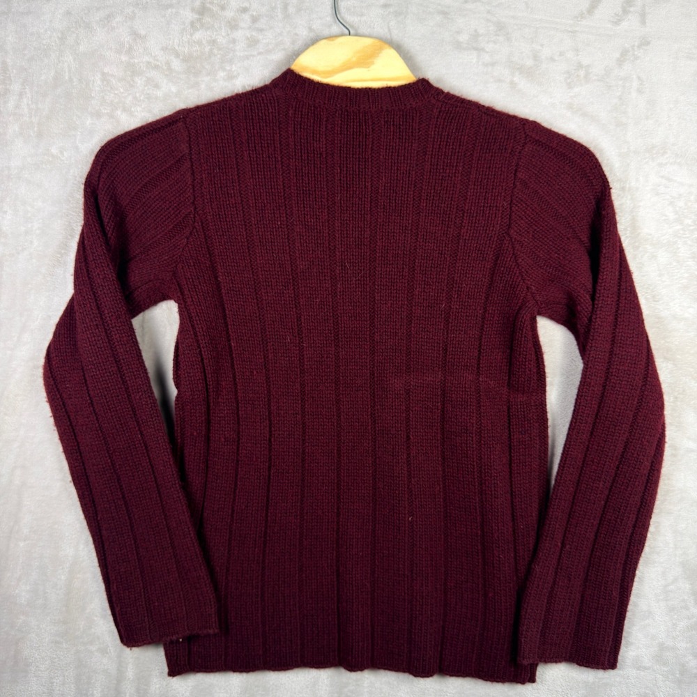 NWT Abercrombie & Fitch Sweater Mens L Burgundy Ribbed Wool Muscle Fit - Picture 6 of 6